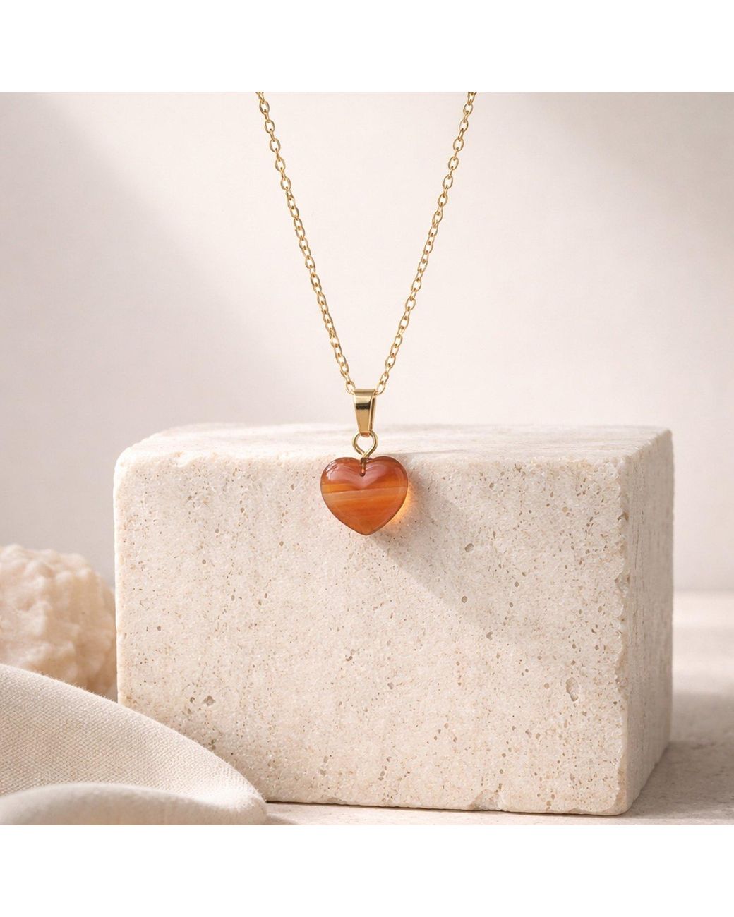 Ziolla Designs White Amber Heart Pendant Necklace