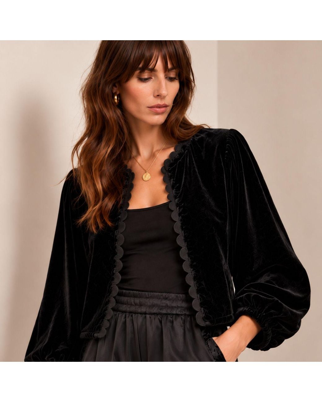 Luella Fashion Black Bari Velvet Jacket
