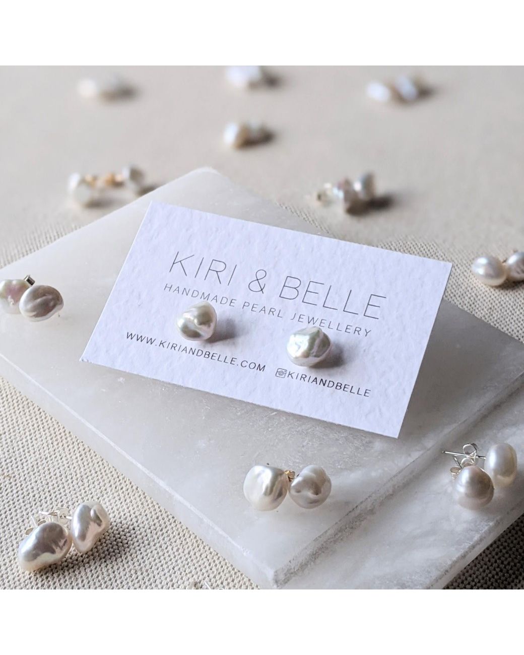 Kiri & Belle Metallic Dot Keshi Pearl Sterling Stud Earrings