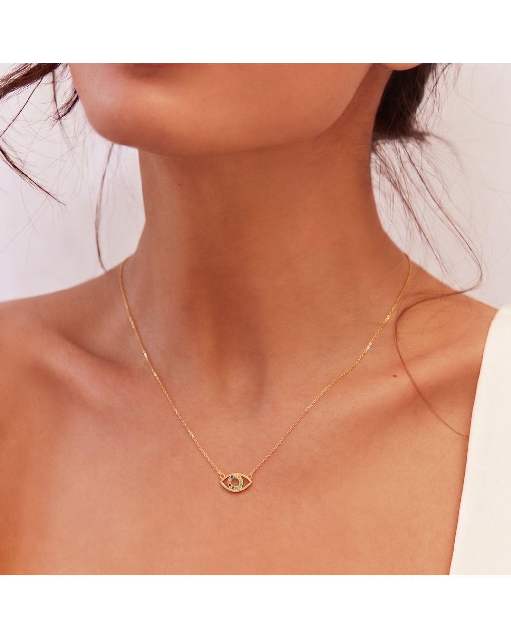 With Love Darling Metallic Eye Necklace Sterling