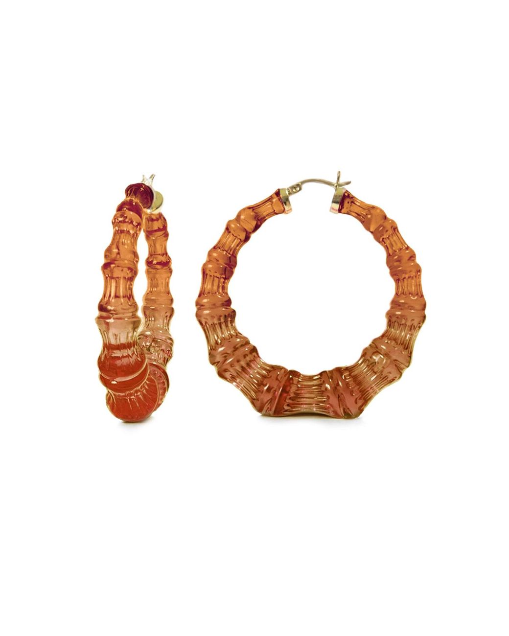 Gold & Honey Orange Neutrals Rum And Coke Bamboo Hoop Earrings