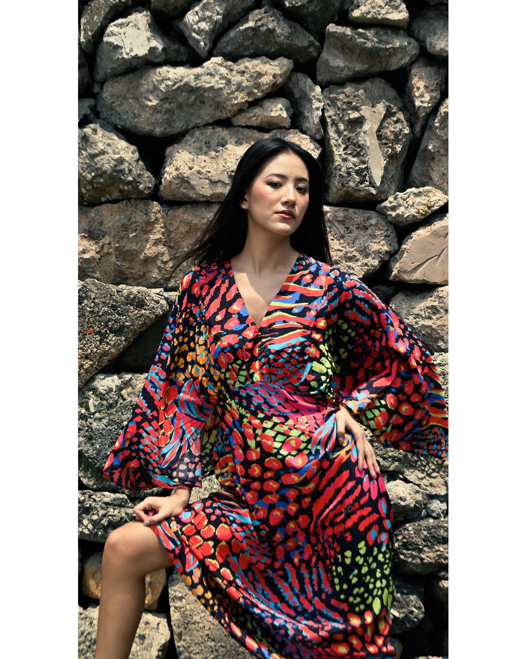Any Old Iron Red Neon Animal Kyoto Dress
