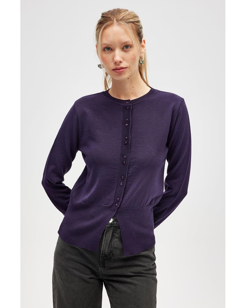 Peraluna Blue Ripley Steel Knit Cardigan