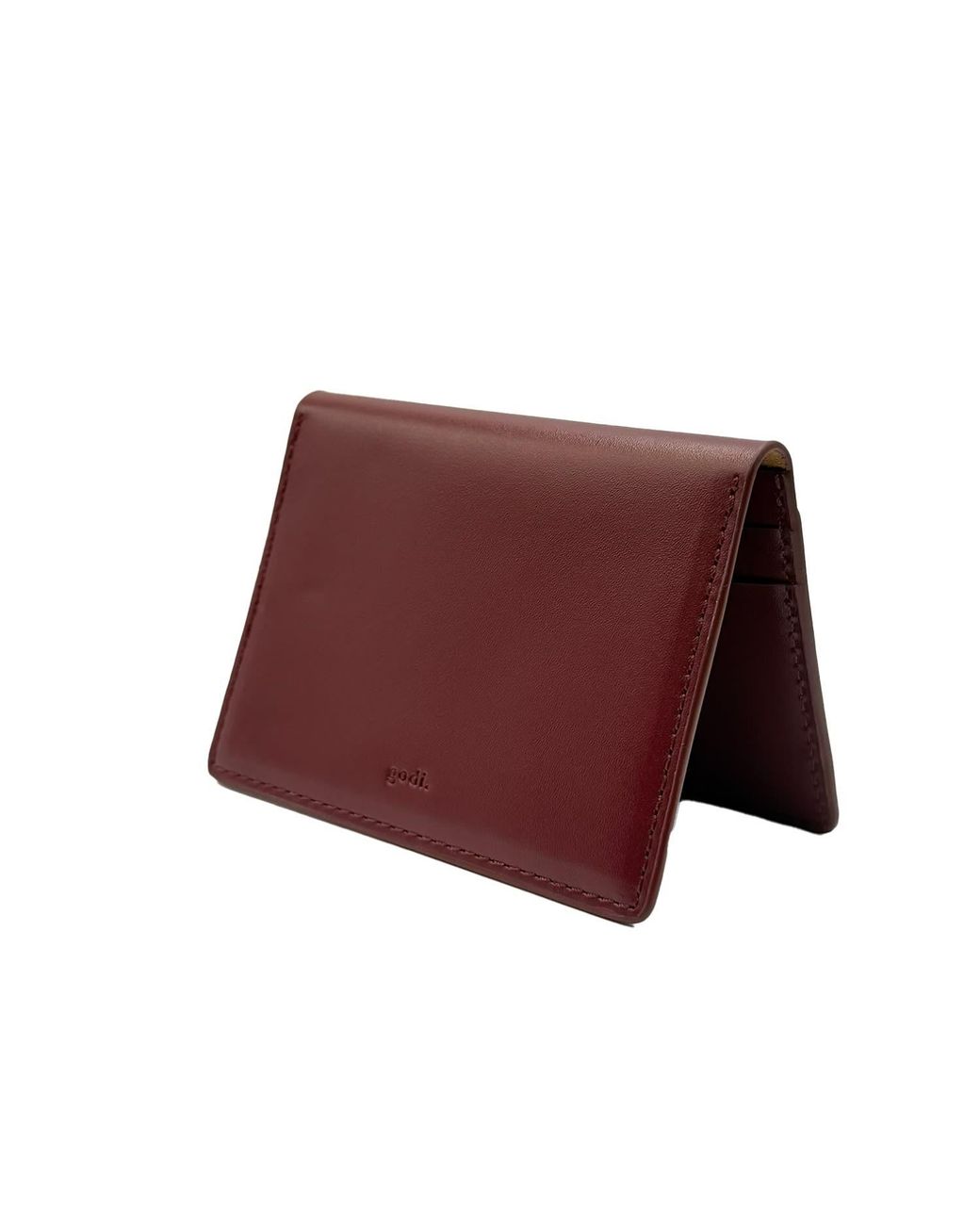 godi. Brown Handmade Full Grain Cow Leather Id Wallet for men