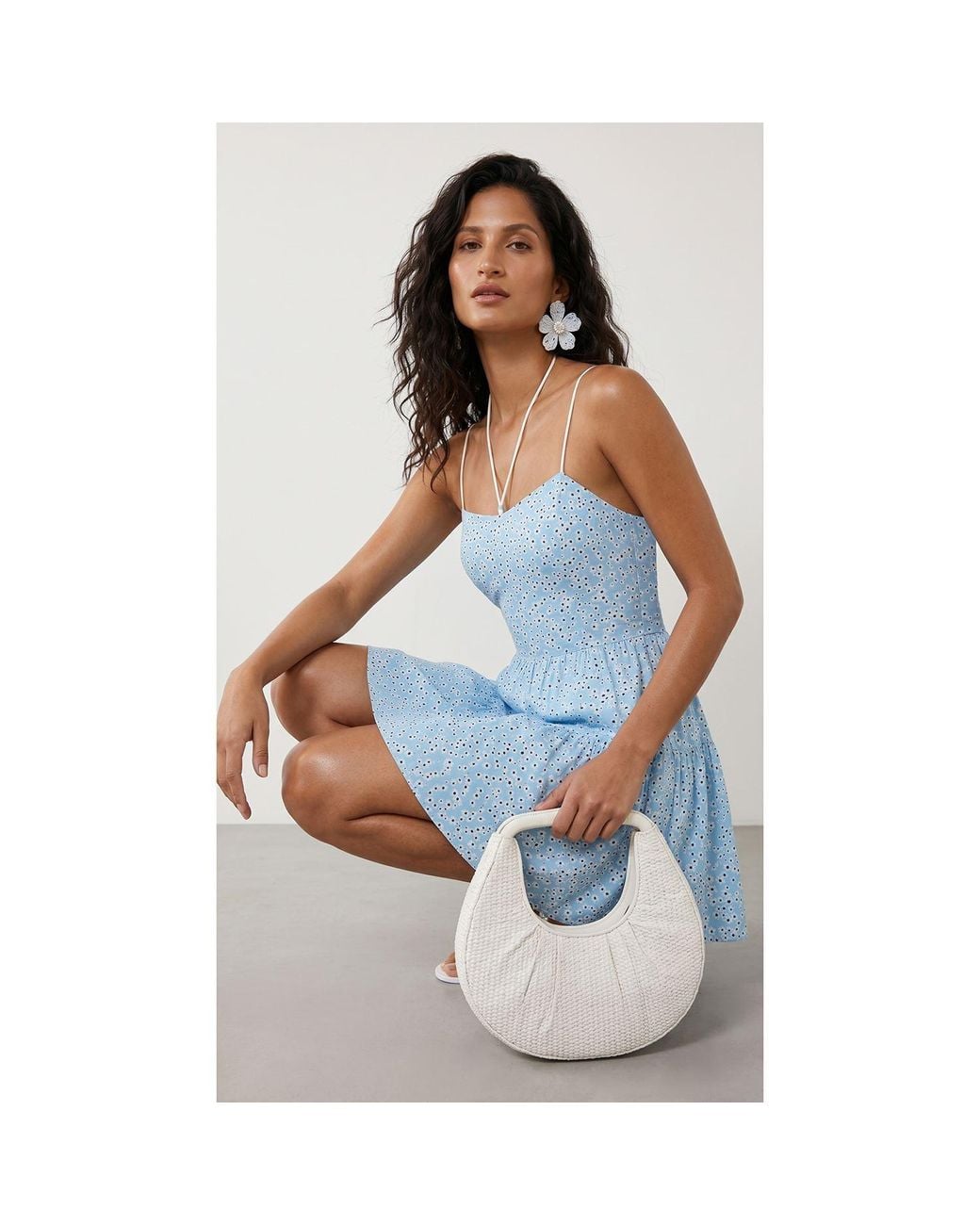 2KStyle Blue Grace Floral Print Spaghetti Straps Mini Dress