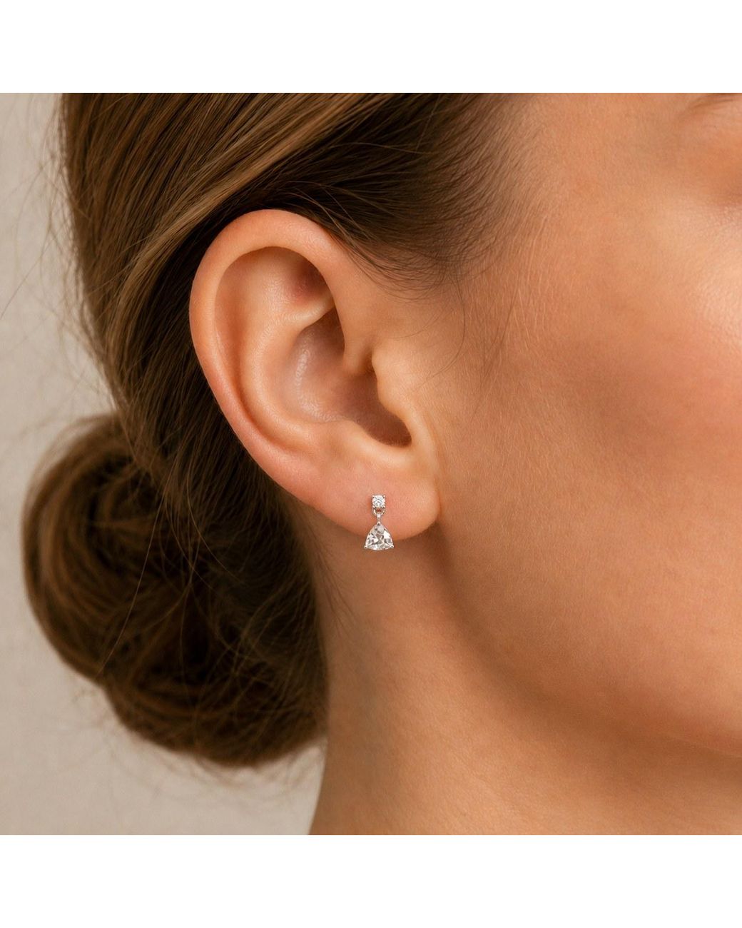 Juvetti Green Trillion Emerald & Diamond Drop Earrings