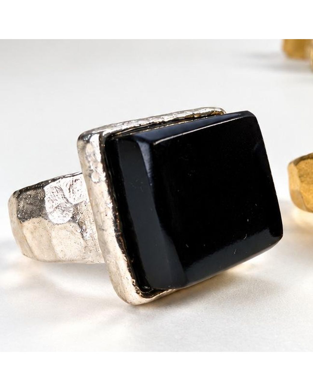 Smart Glass Jewelry Black Recycled Noir Gloss Ring