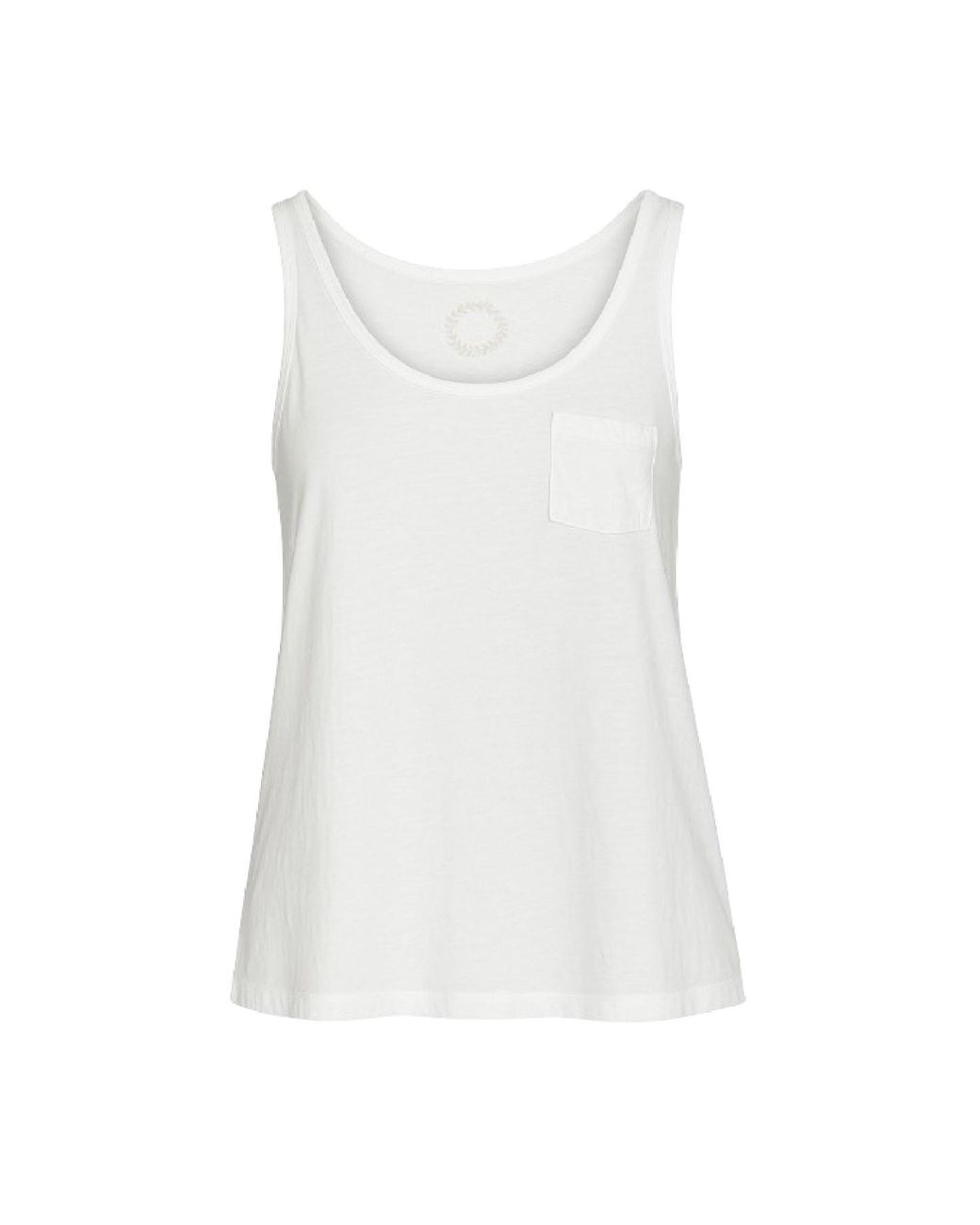 Conquista White Classic Sleeveless Cotton Tank Top With Pocket