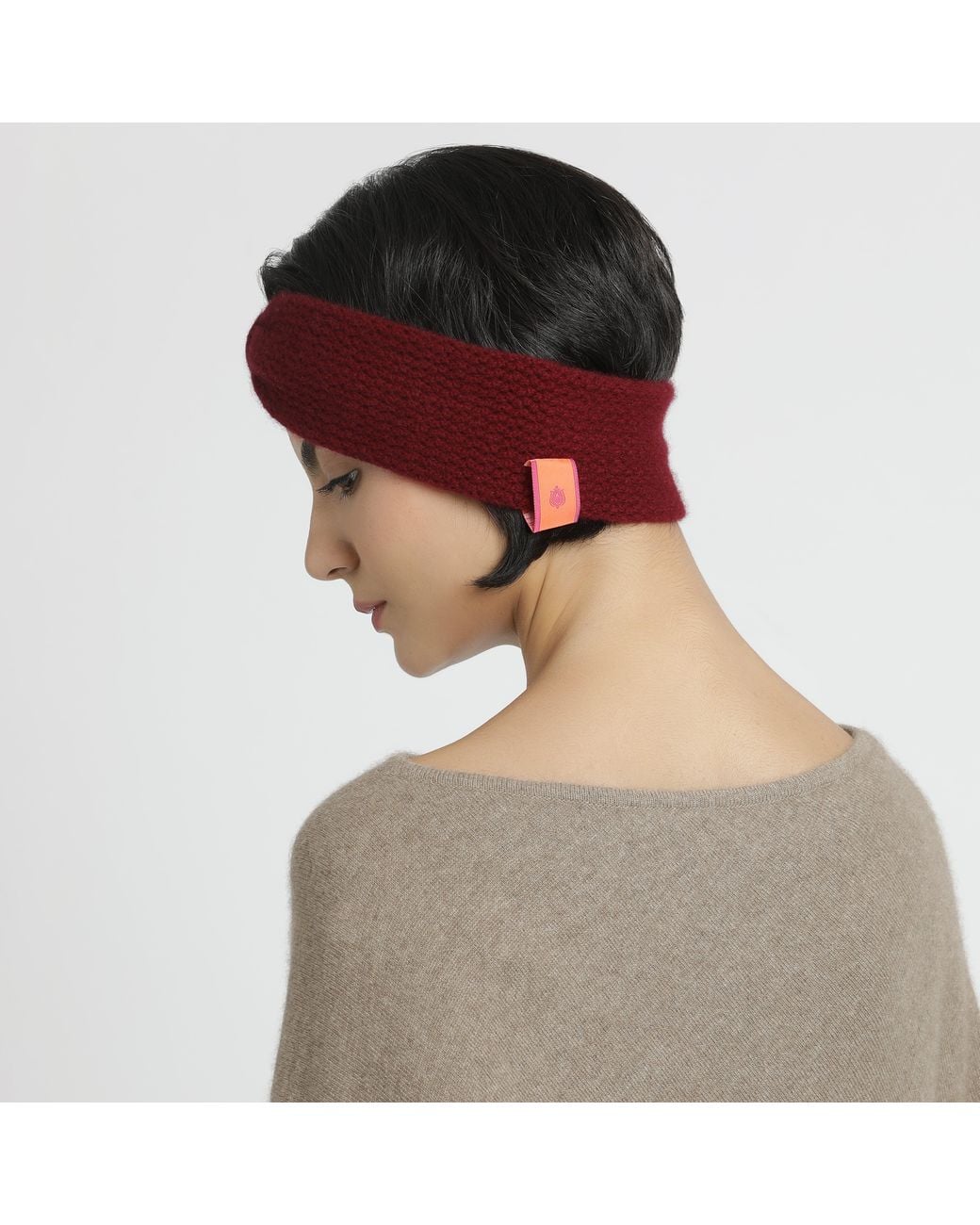Pink Maharani Red Knitted Bow Headband – Burgundy