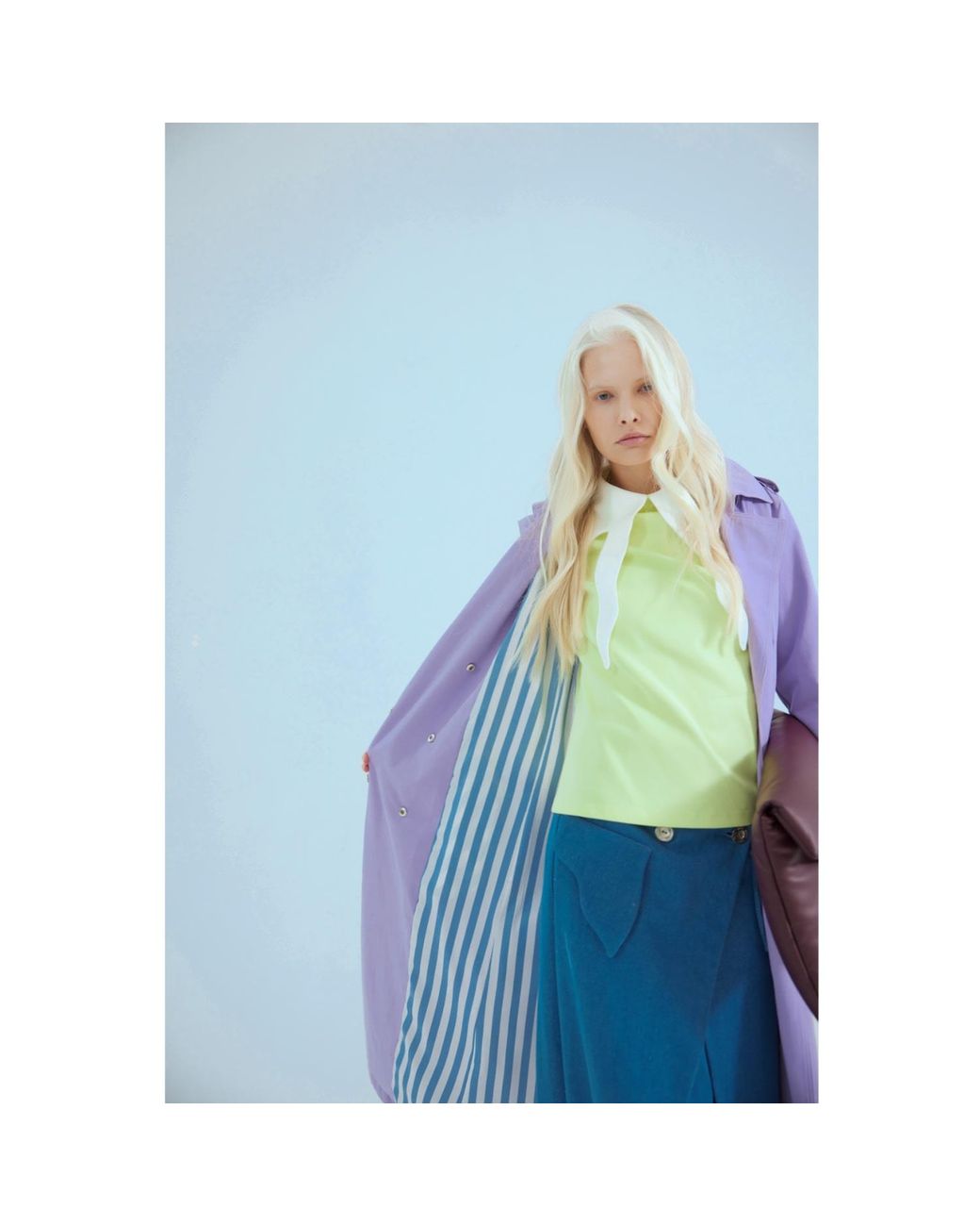 Julia Allert Blue High-Waisted Denim Wrap Trousers Skirt Effect