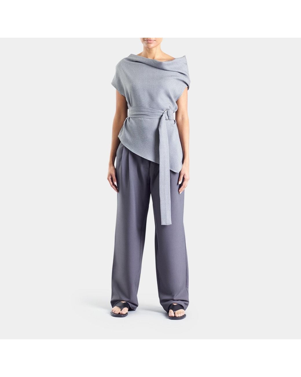 Meem Label Gray Theo Light Asymmetric Top