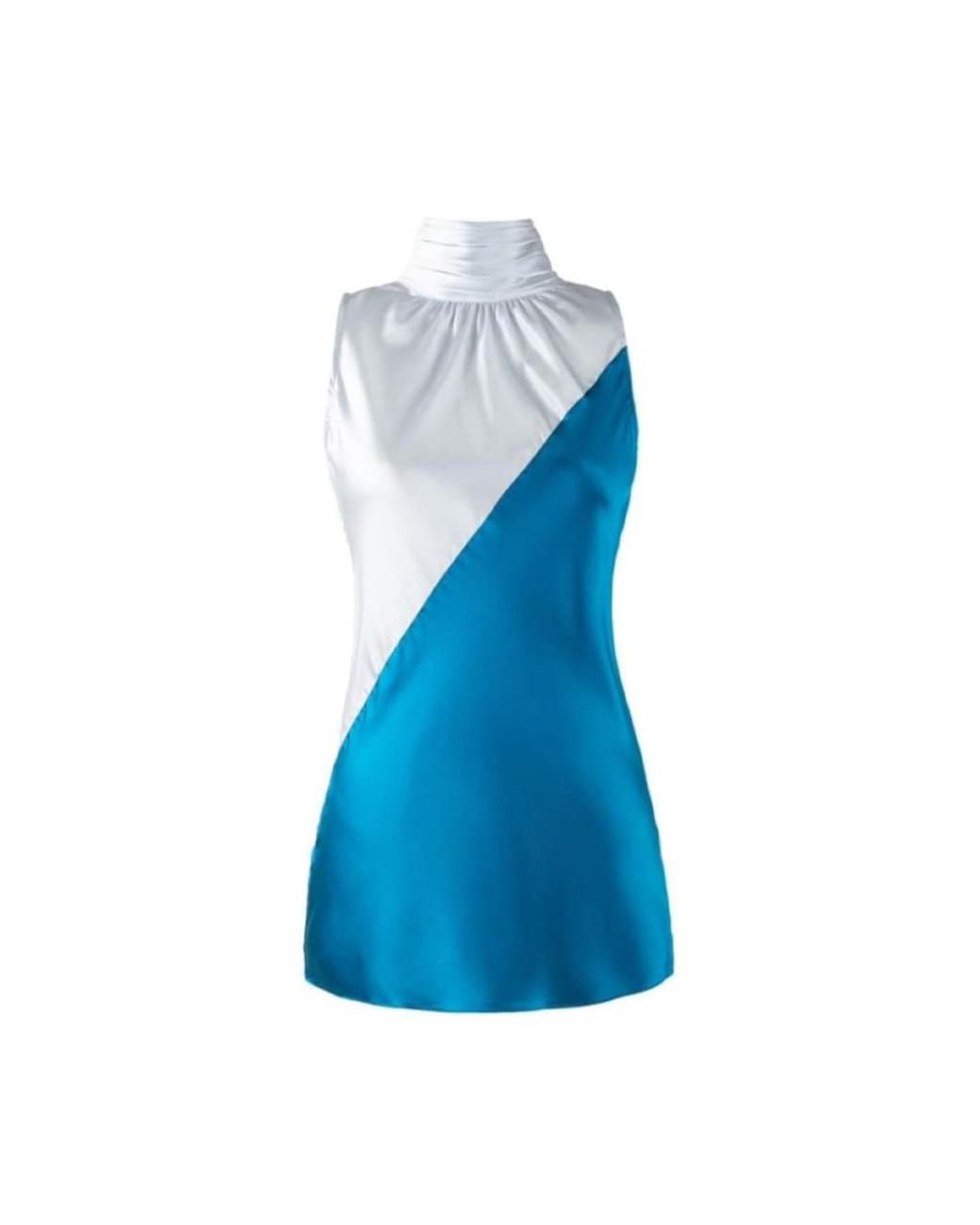 Solgo Atelier Blue Yera Sleeveless Color Block Silk Charmeuse Top