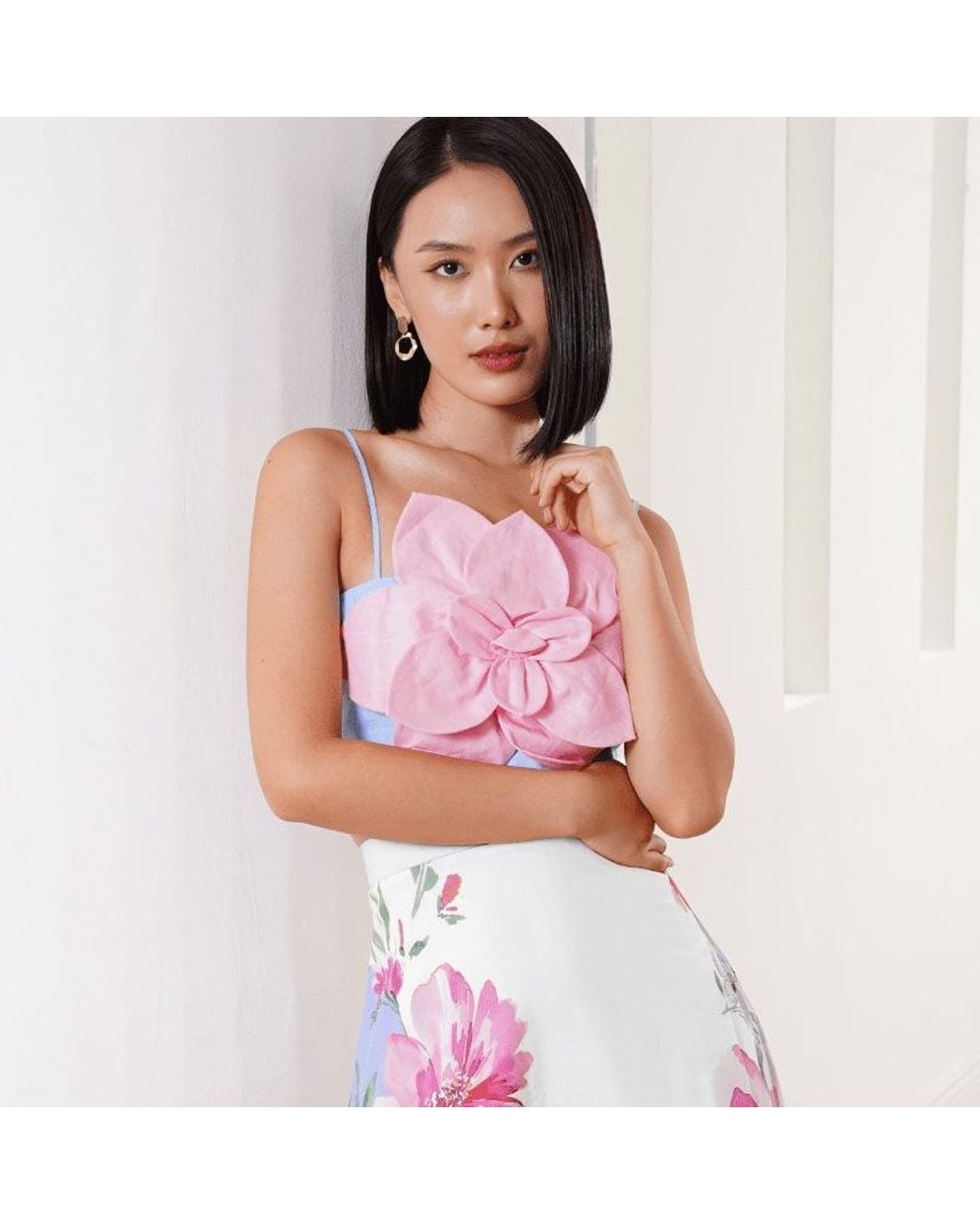 Yumi Kim Pink Sahara Flower Linen Top