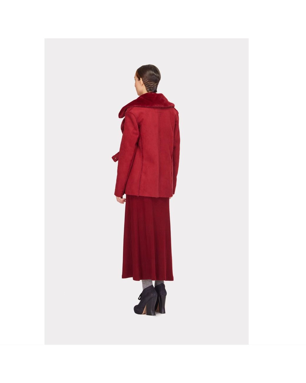Julia Allert Red Double Faced Shearling Coat