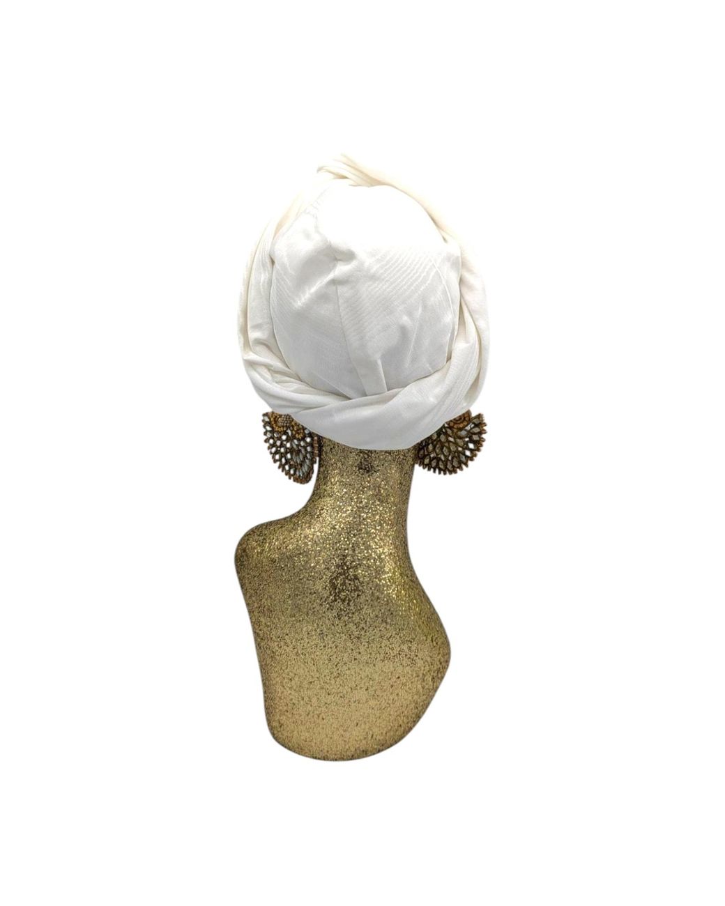 Julia Clancey White Ivory Taffeta Peacock Turban