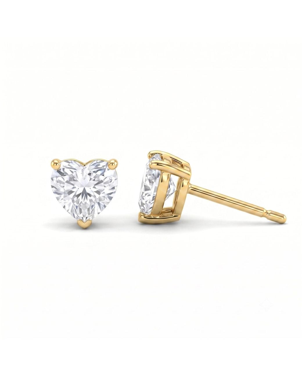 Zahav Jewelry Metallic 10K Solid 7Mm Heart Cz Stud Earrings