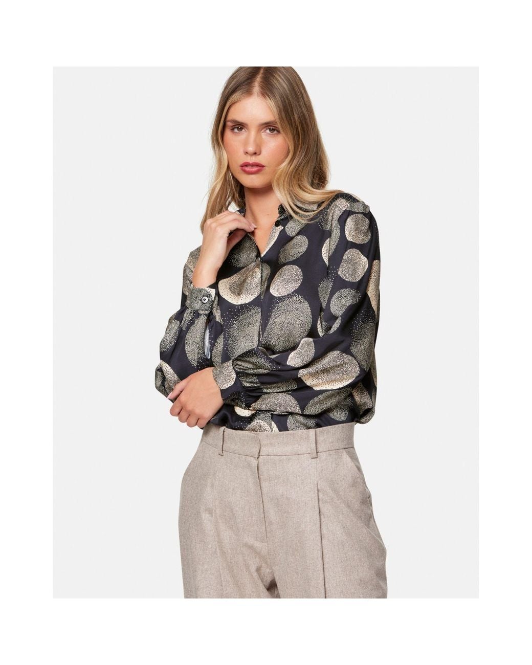 Helen Mcalinden Gray Viola & Ivory Print Blouse