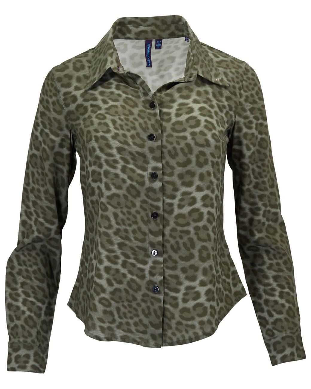 Lords of Harlech Green Sutton Leopard Sage Stretch Silk Long-Sleeve Shirt