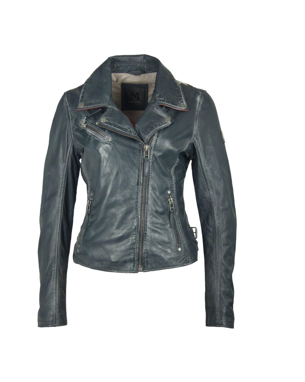 Mauritius Blue Star Lambskin Leather Jacket Christy