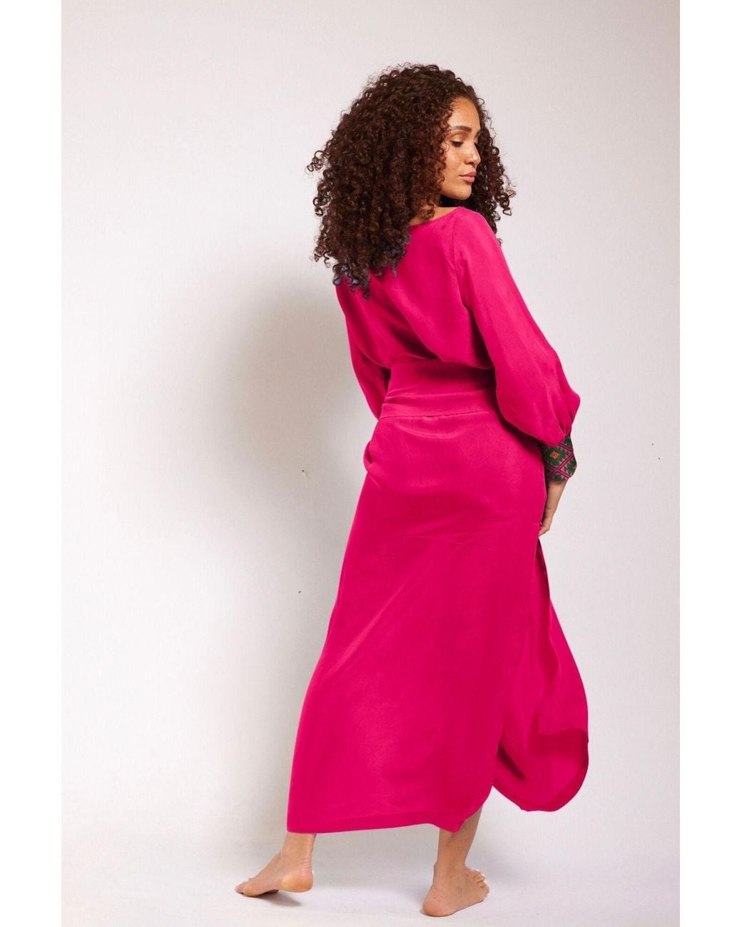 Yomisma Pink Viva Chiapas Embroidered Kaftan — Artisanal Handcrafted Resort Dress With, & Embroidery
