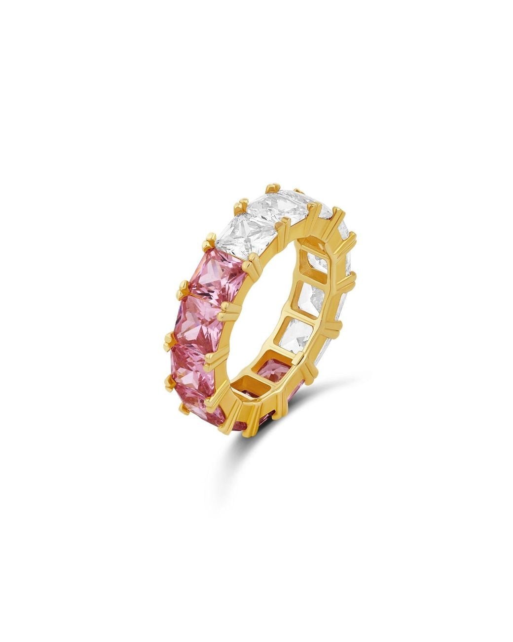SHYMI Metallic Emerald Prong-Set Eternity Band