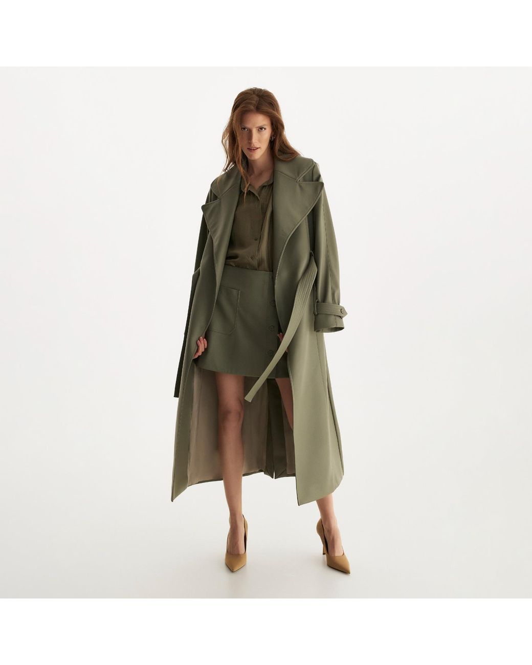 Lita Couture Green Button-Up Silk Shirt