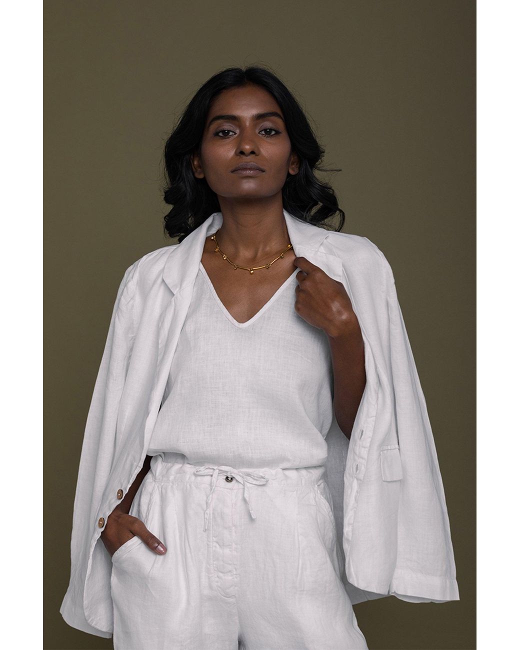 REISTOR White The She's Everything Hemp Blazer
