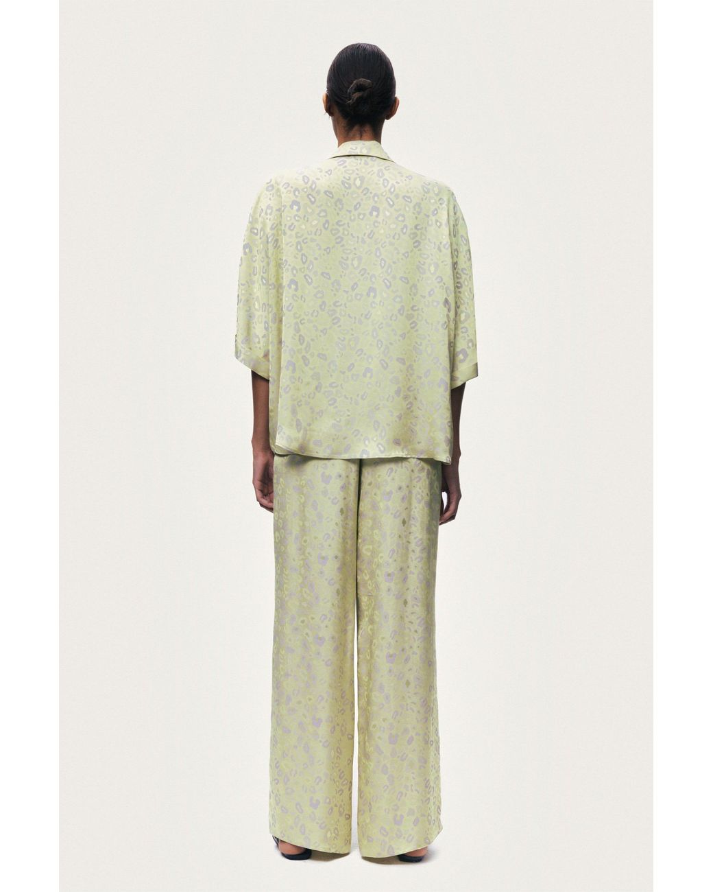 Nocturne Green Printed Wide-Leg Trousers