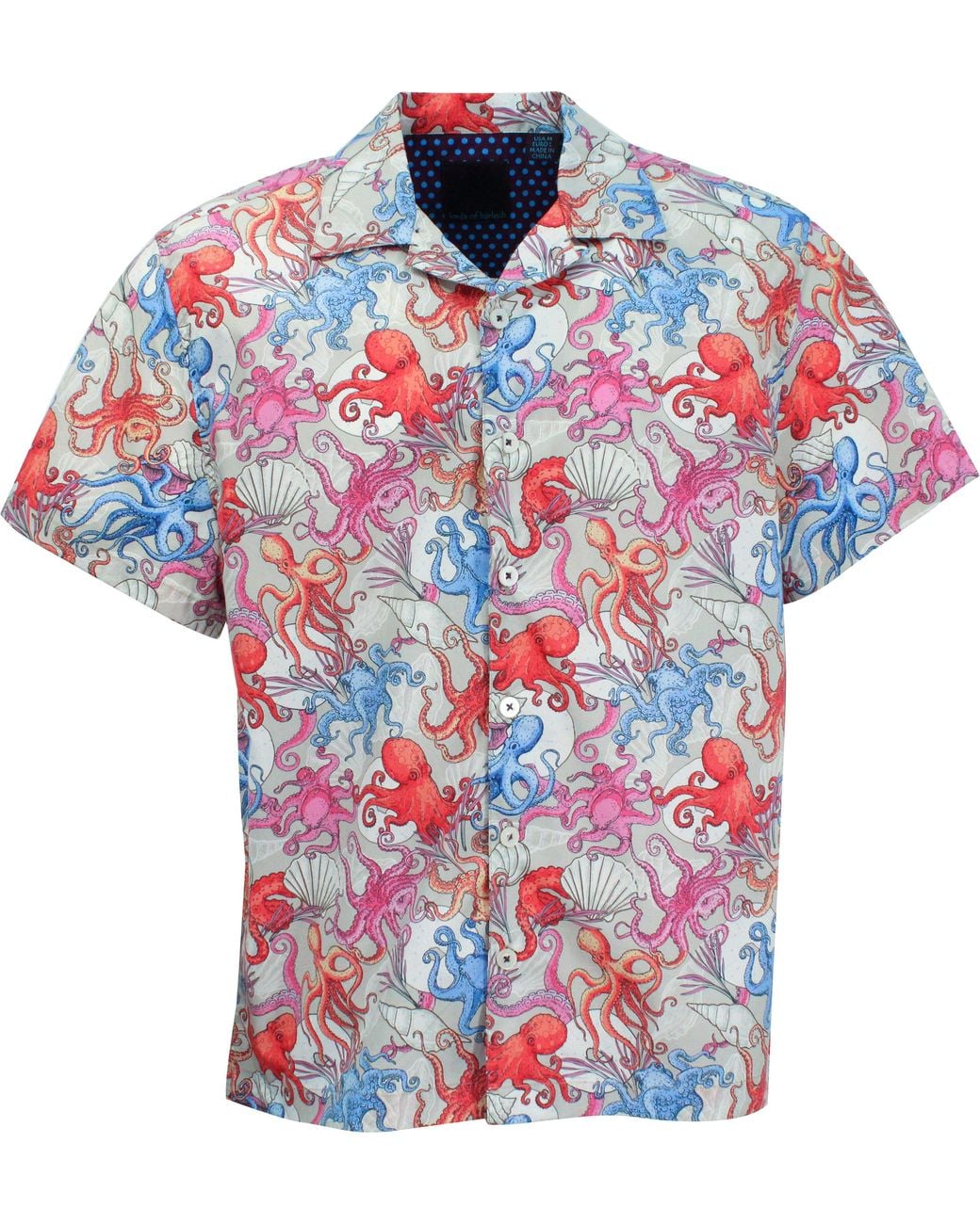 Lords of Harlech Blue Ralph Octopus Party Camp Shirt In Pumice for men