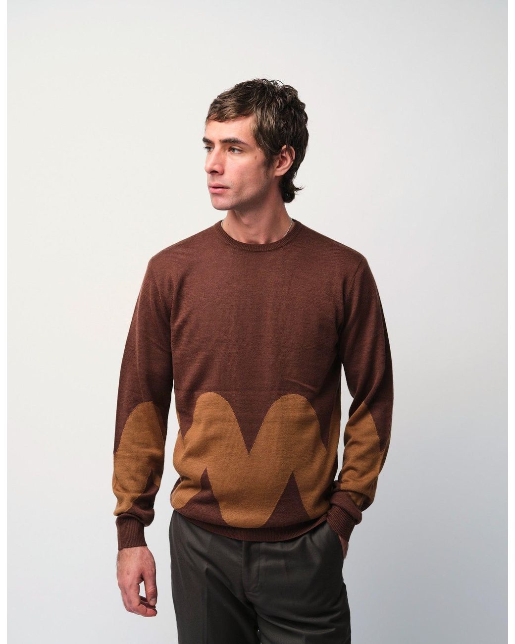 Gresham Blake Brown Zig-Zag Jumper for men