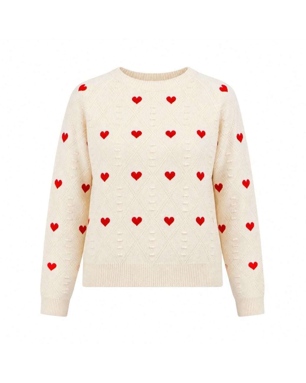 Yumi' Pink Ivory Embroidered Heart Jumper