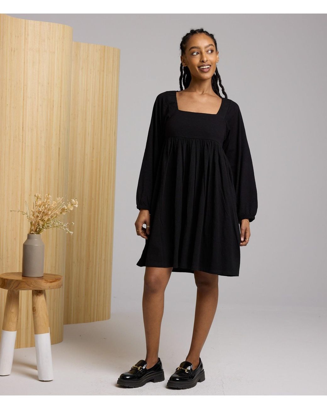 Known Supply Black Long Sleeve Babydoll Dress