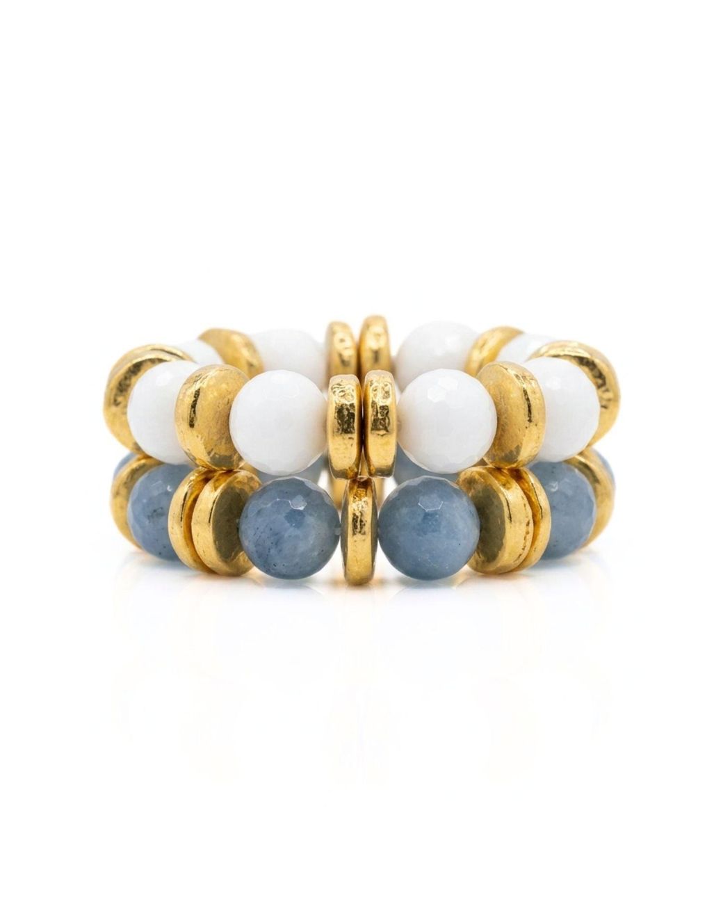 Jaredjamin Metallic Olivia Gemstone & Disc Stretch Bracelet