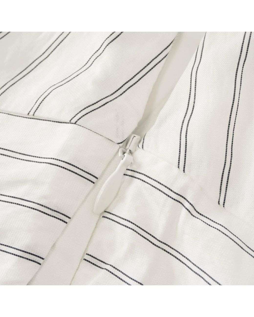 Smart and Joy White Flared Midi Skirt With Stripes