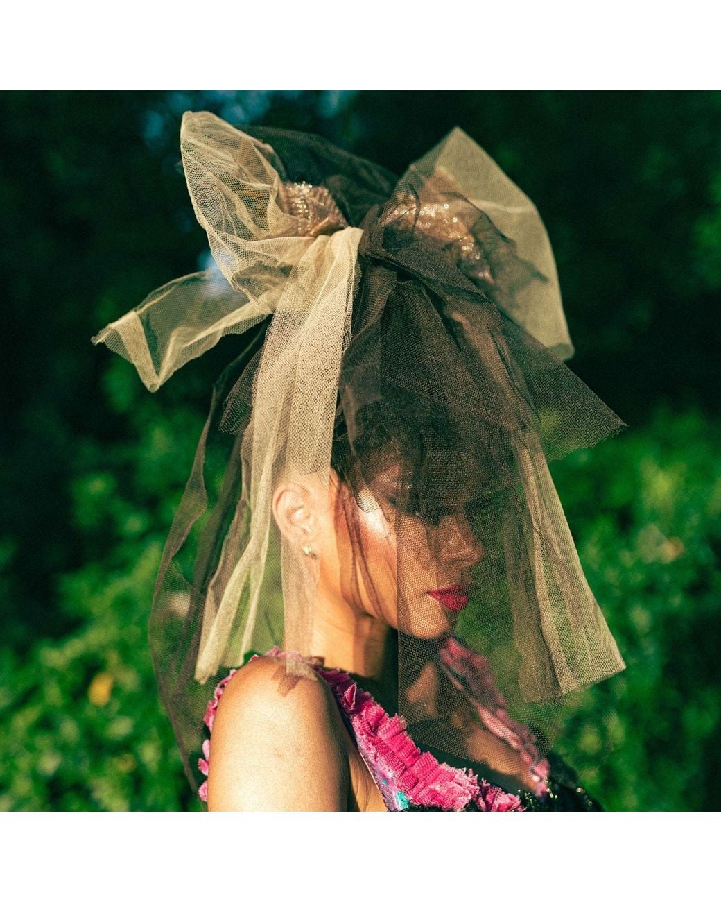 Miro Misljen Black Neutrals Champagne & Couture Bow Veil Headpiece