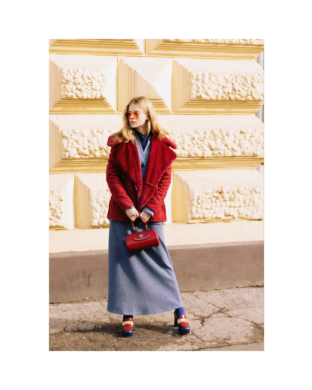 Julia Allert Red Double Faced Shearling Coat