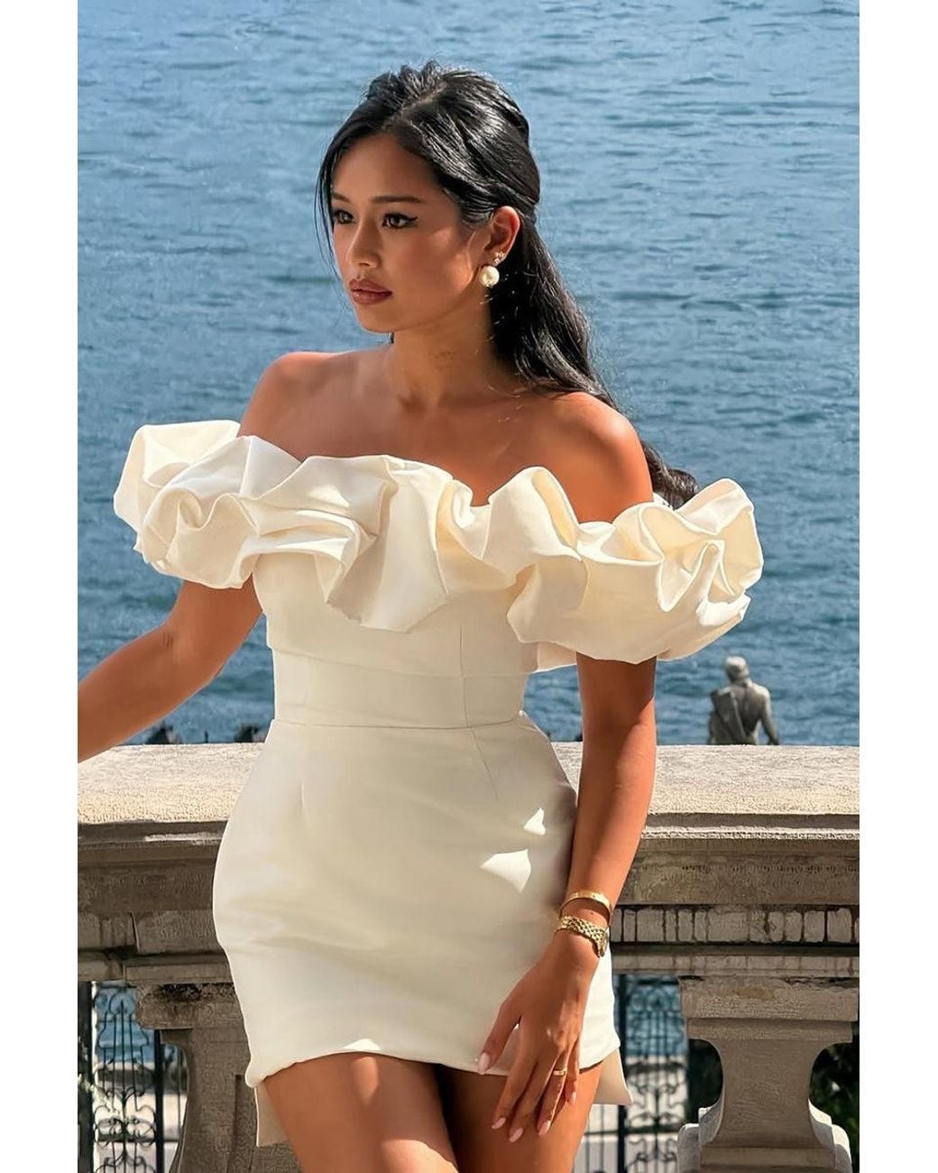 POST MERIDIEM White Milk Meringue Mini Dress