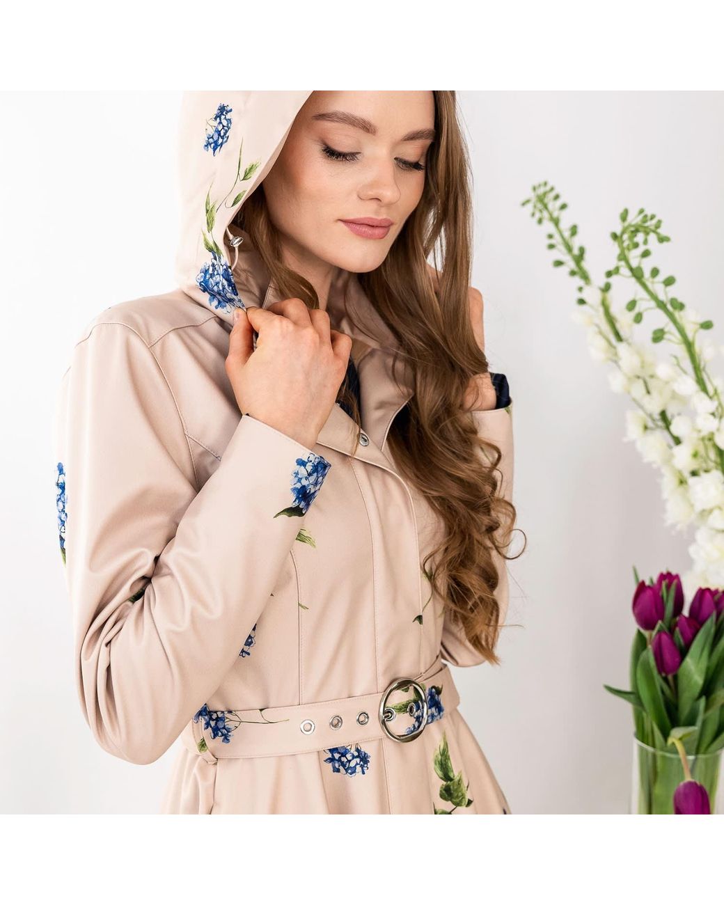 RainSisters Natural Neutrals Fit And Flare Coat: Gentle Bloom