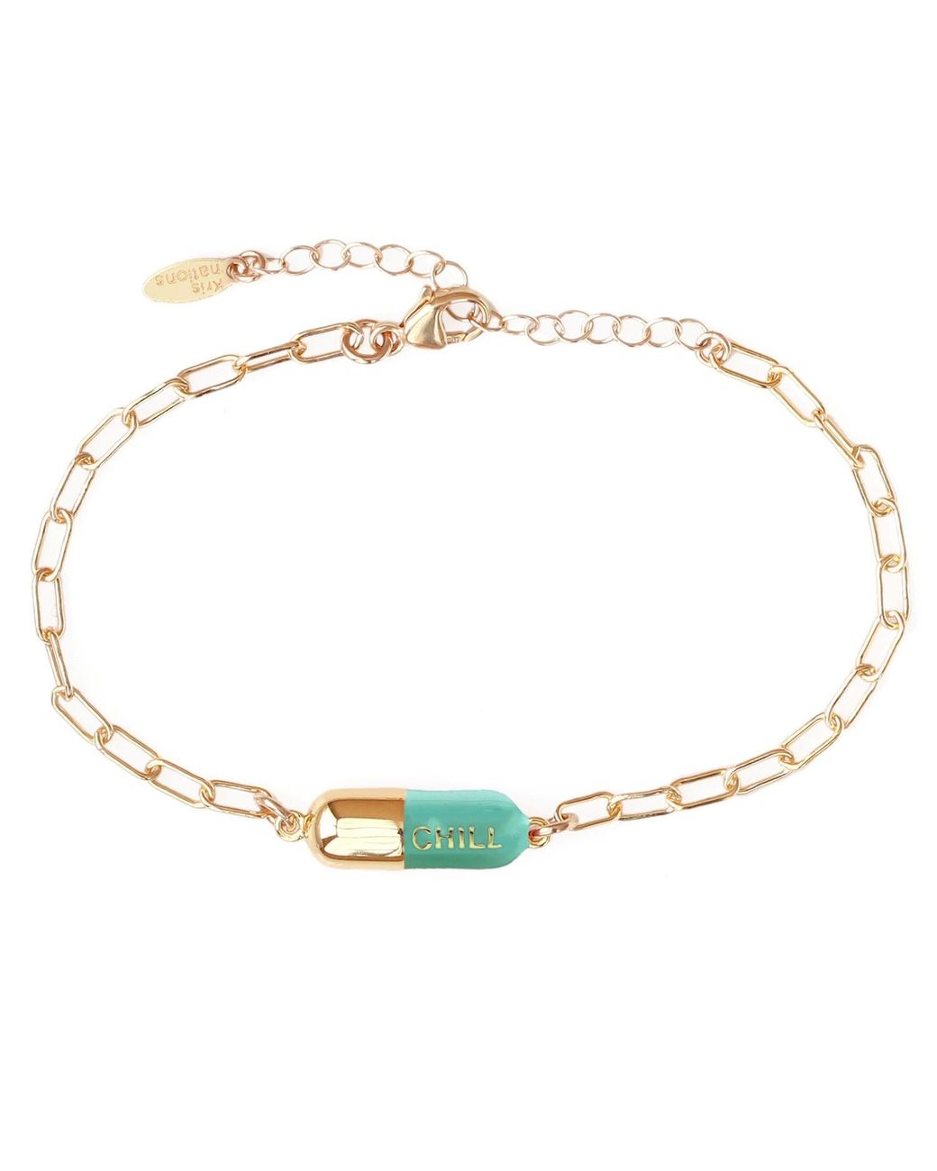 Kris Nations Blue Chill Pill Enamel Bracelet Gold Filled & Turquoise Enamel