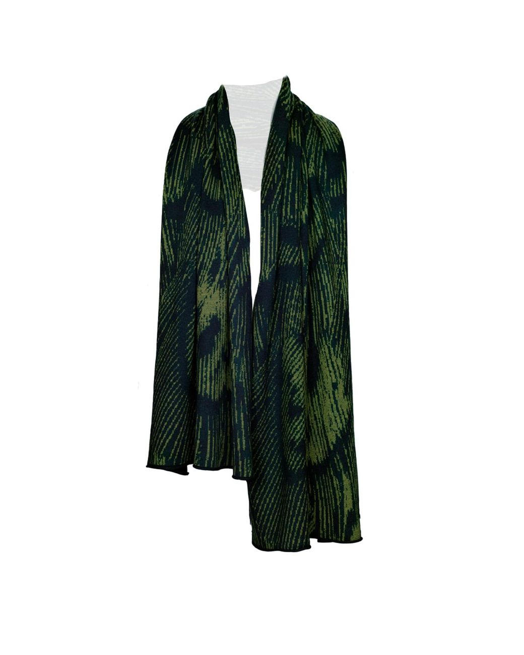 Essien & Emre Green Volucer Merino Wool Pattern Scarf Forest