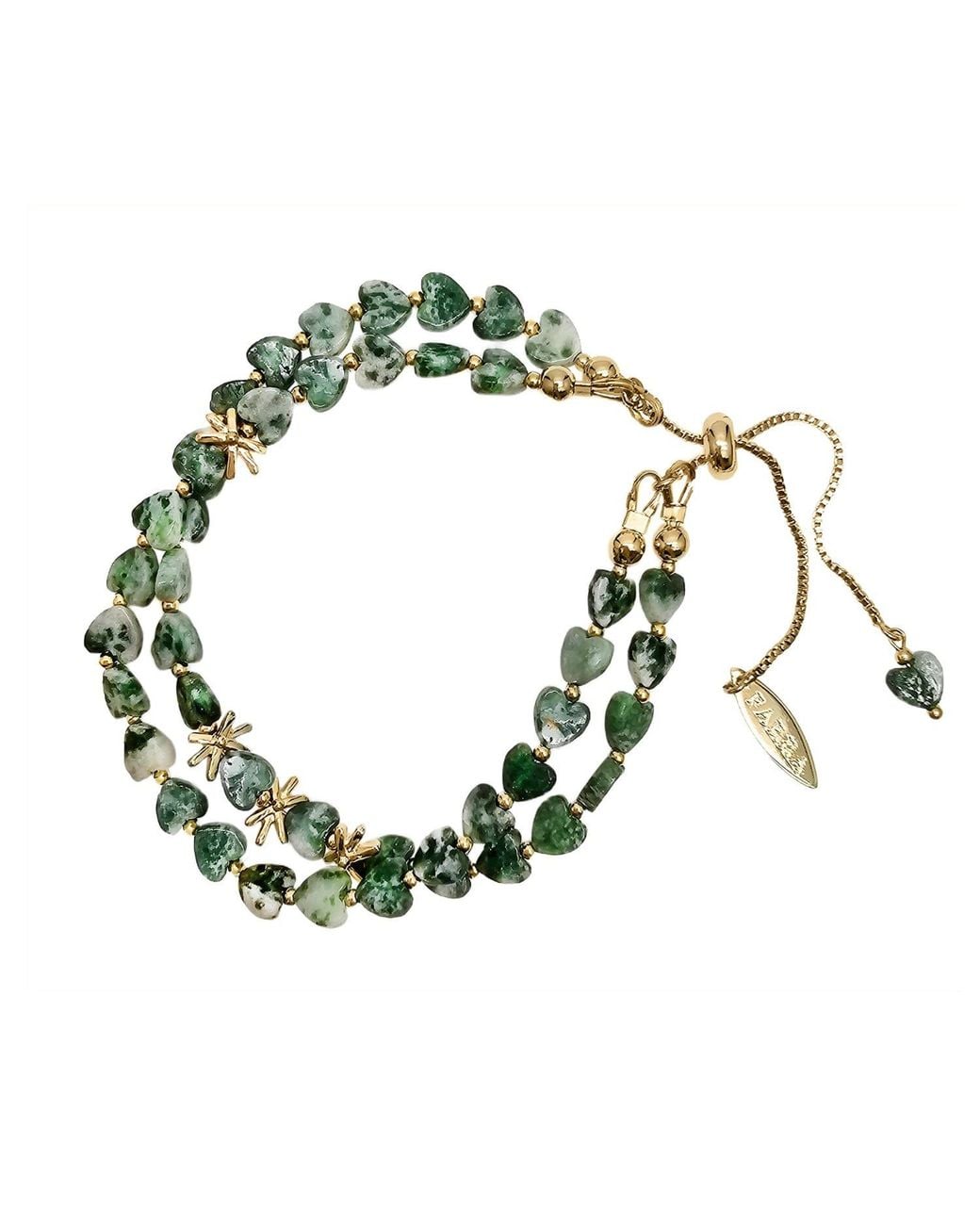 Farra Green Dot Agate Double Layers Adjustable Bracelet
