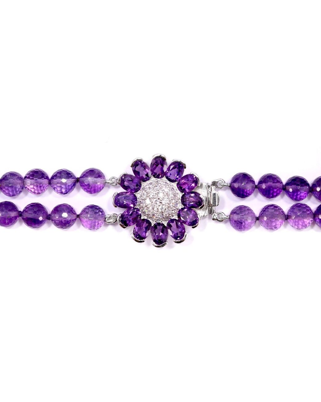 Mineralgems•Studio Purple Two-Strand Amethyst Choker With Floral Clasp