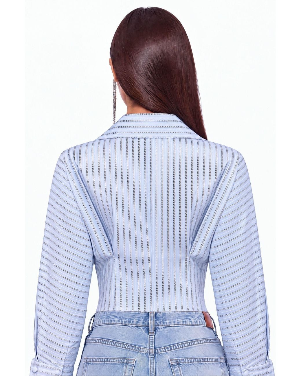 Nocturne Blue Pinstripe Tailored Bodysuit