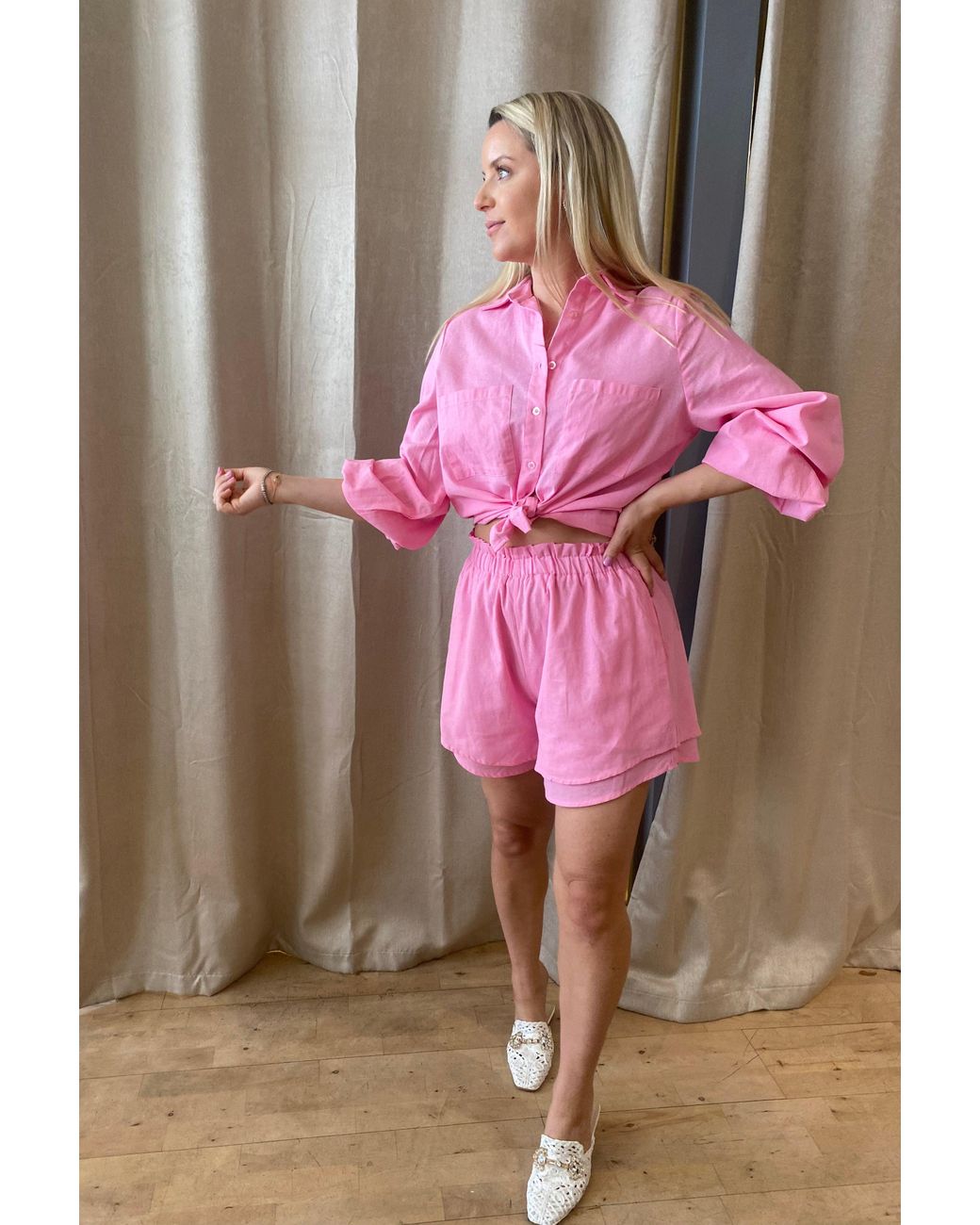 Lula-Ru Pink Carla Cotton Shirt Pinik