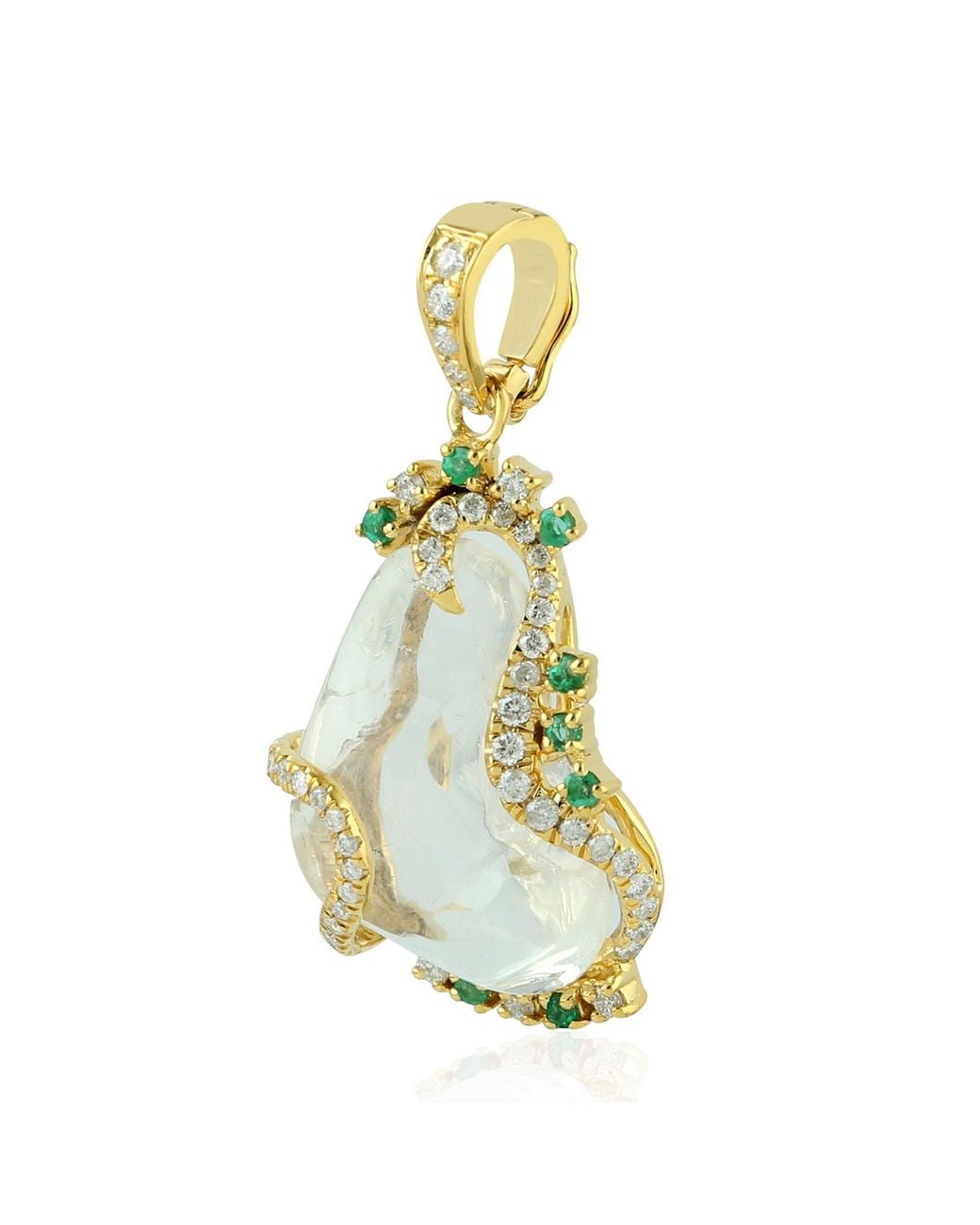 Artisan Metallic 18K Opal, Emerald & Diamond Pendant