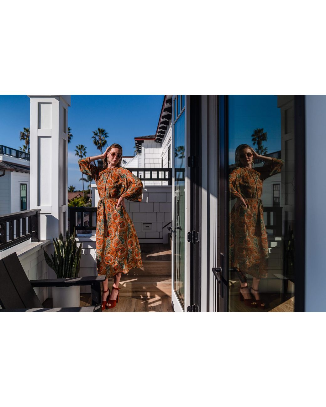 Jennafer Grace Metallic Carmel Paisley Dress