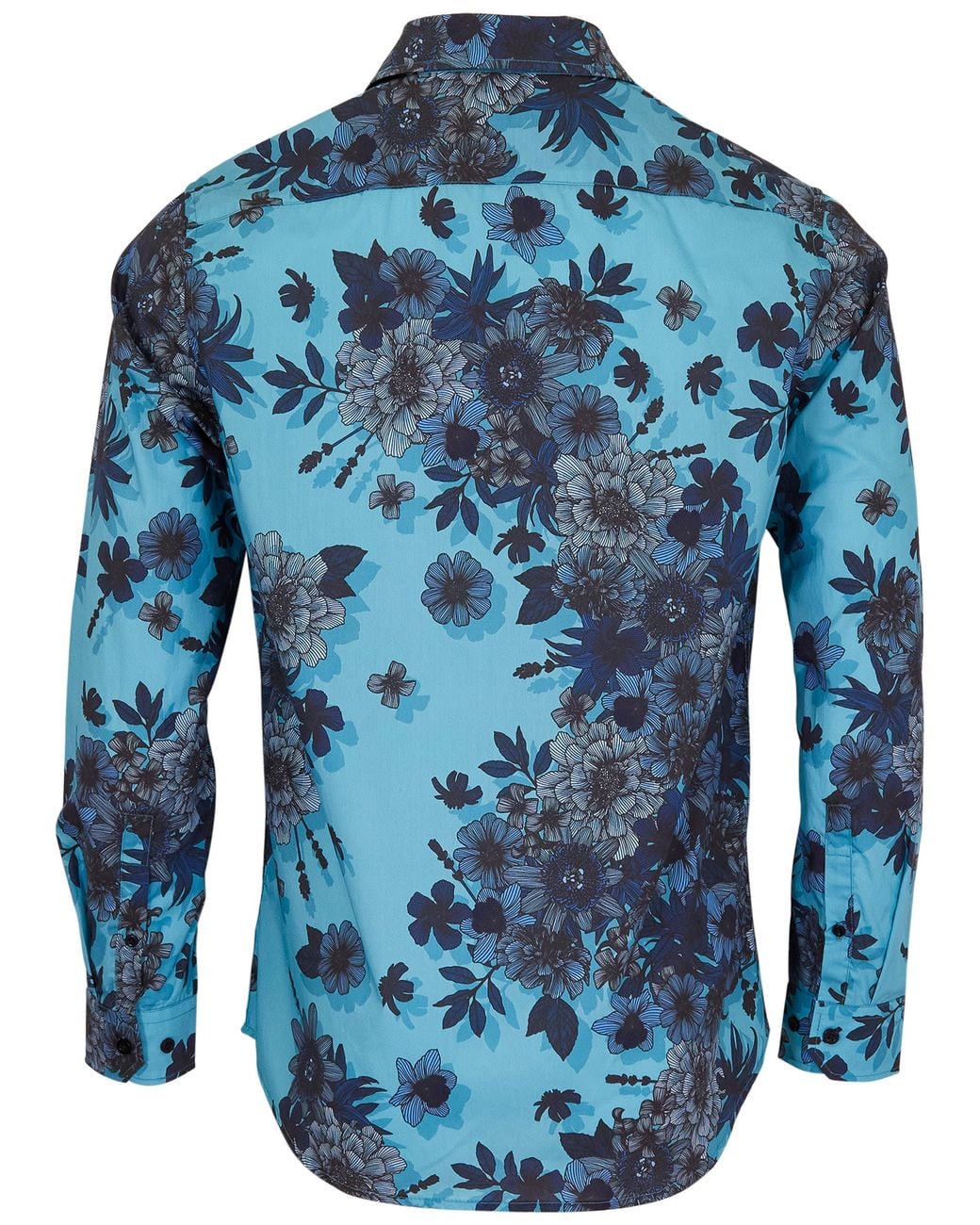 Lords of Harlech Blue Nicoli Valencia Floral Cotton Shirt for men