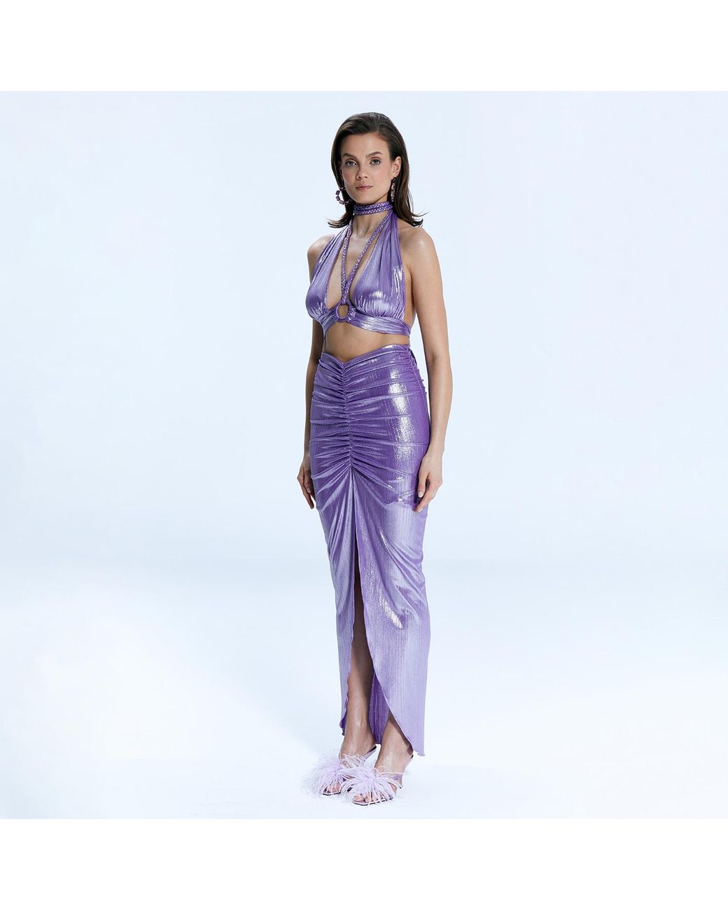 Nur Karaata Purple Byblos Skirt & Top Set