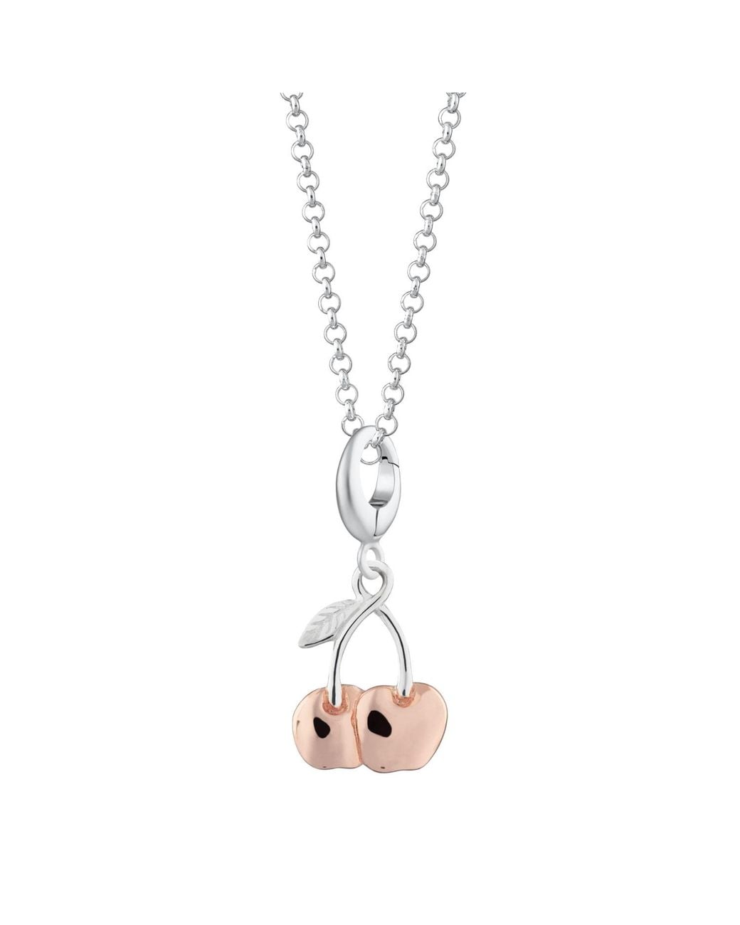 Lily Charmed Metallic Rose Sterling Cherry Charm Necklace