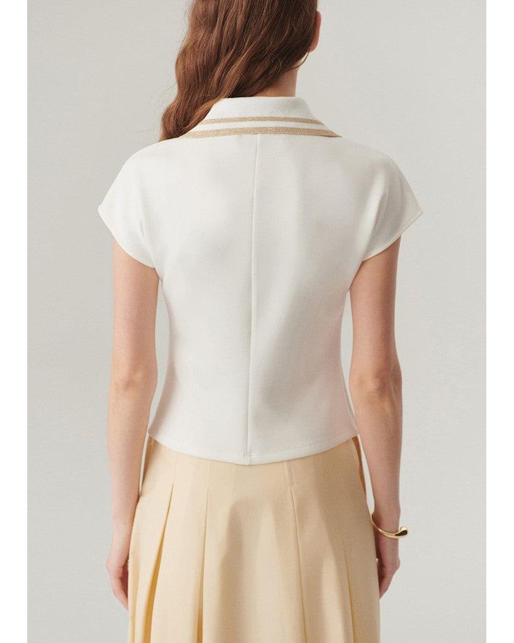 Exquise White Neutrals Regular Minimalist Crystal Pocket Juniper Tee